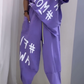 Casual two-piece suit with pattern and round neckline
