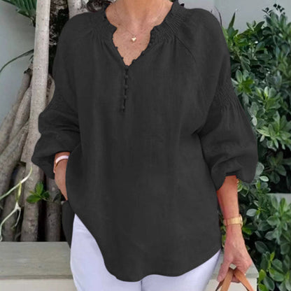 Women’s V Neck Ruched Blouse