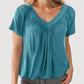 🎁Hot Sale 50% OFF⏳Women's Casual Pleated V-Neck Short-Sleeve Top