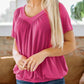 🎁Hot Sale 50% OFF⏳Women's Casual Pleated V-Neck Short-Sleeve Top