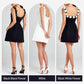 Cindy Faux Pearl Flower Applique Square Neck Pocketed Mini Dress