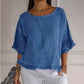 💕Women's Solid Round-Neck Short Sleeve Ruffle Tops