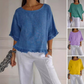 💕Women's Solid Round-Neck Short Sleeve Ruffle Tops