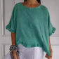💕Women's Solid Round-Neck Short Sleeve Ruffle Tops