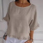 💕Women's Solid Round-Neck Short Sleeve Ruffle Tops